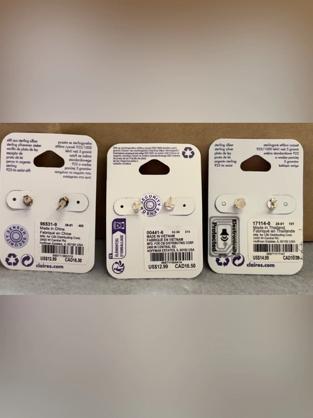 Claire's Girls Sterling Silver Stud Earrings Duck Frog‎ Starburst